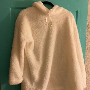Cream Colored Fuzzy Pullover - Old Navy